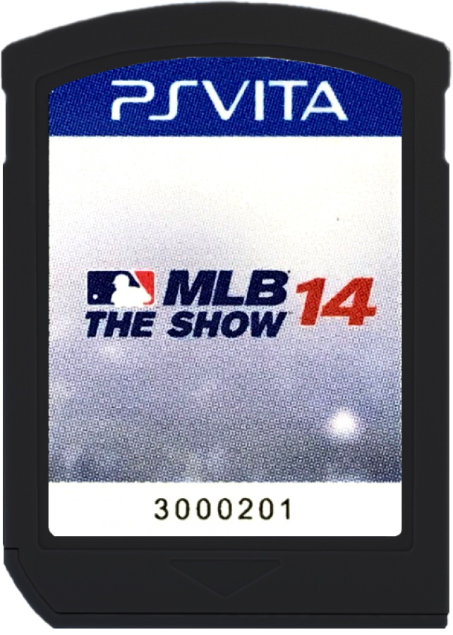 MLB 14 The Show retro PS Vita video game MLB The Show baseball sports simulation realistic gameplay Major League Baseball career mode multiplayer handheld console title PlayStation Vita release cartridge