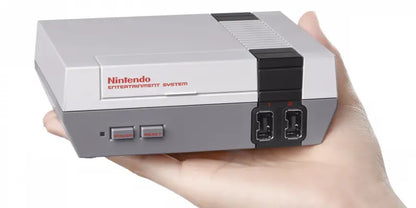 Nintendo Entertainment System Classic Edition NES Classic console featuring retro gaming design, built-in classic NES games, and included third party controller so small it fits in the palm of your hand