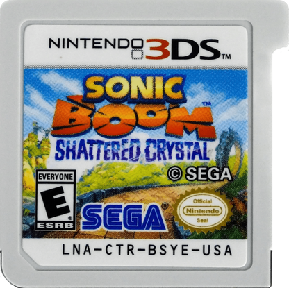 Sonic Boom Shattered Crystal Nintendo 3DS video game featuring action platforming gameplay Sonic the Hedgehog Tails Knuckles Amy Rose and Sticks high speed running exploration side scrolling adventure puzzle solving combat challenges collectible crystals hidden secrets and colorful island environments classic Nintendo 3DS gameplay retro video game collection collectible gaming appeal game cartridge