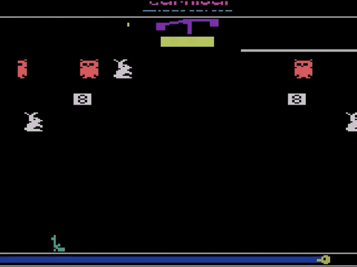 Carnival retro Atari 2600 video game featuring arcade shooting gallery gameplay, carnival mini games, target shooting challenges and classic Atari entertainment -title screen