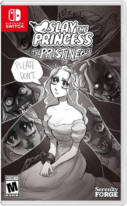 Slay the Princess Nintendo Switch inspired design featuring psychological narrative horror adventure aesthetic branching dialogue choices eerie hand drawn visuals suspenseful storytelling moral dilemma exploration immersive voice driven gameplay and dark fairytale atmosphere presentation front cover