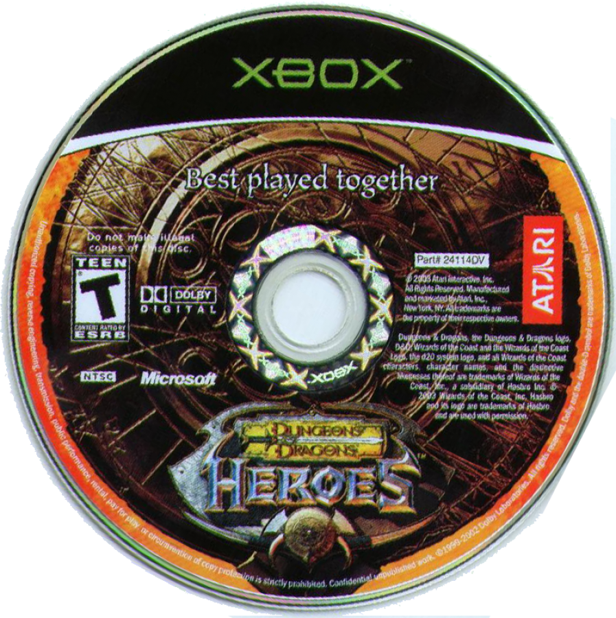 Dungeons & Dragons Heroes disc game cover for Xbox Original console