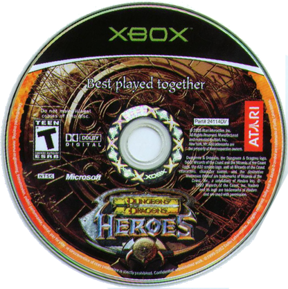 Dungeons & Dragons Heroes disc game cover for Xbox Original console