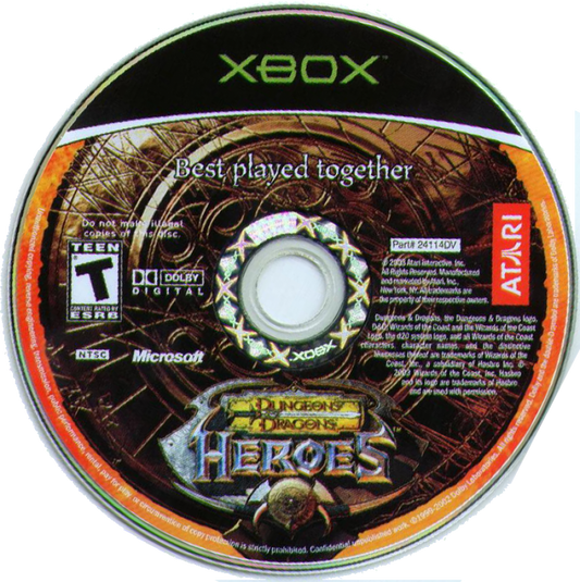 Dungeons & Dragons Heroes disc game cover for Xbox Original console