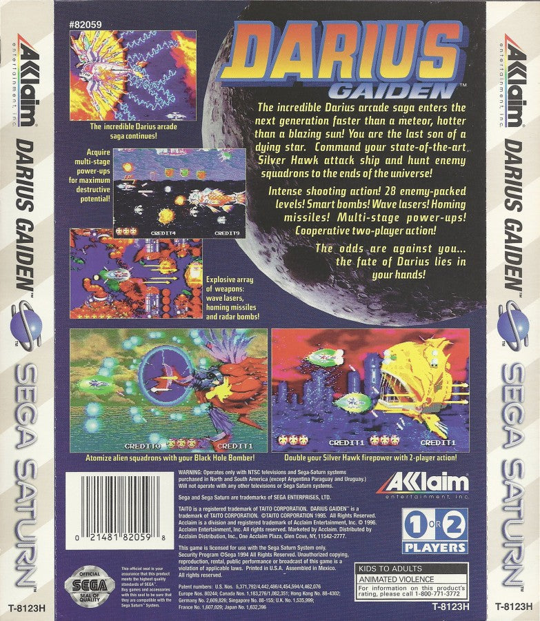 Darius Gaiden back cover art for Sega Saturn (SS) video game