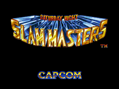 Saturday Night Slam Masters title screen for Sega Genesis (GEN) video game