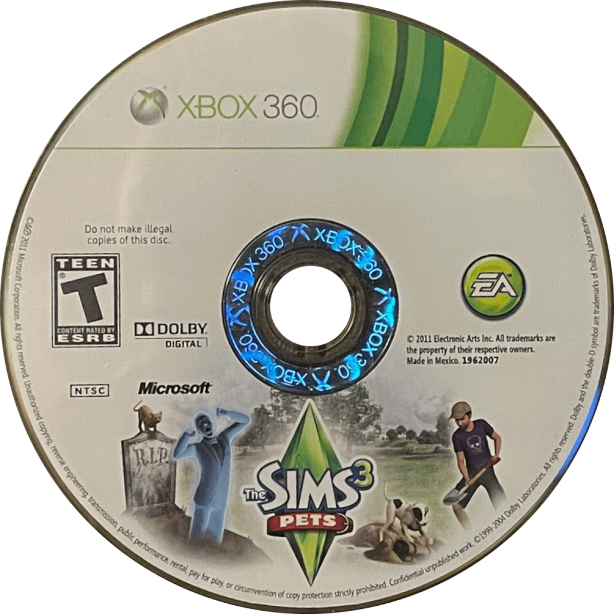 The Sims 3 Pets Xbox 360 video game featuring life simulation gameplay customizable characters cats dogs horses open world neighborhoods and classic EA console simulation title disc