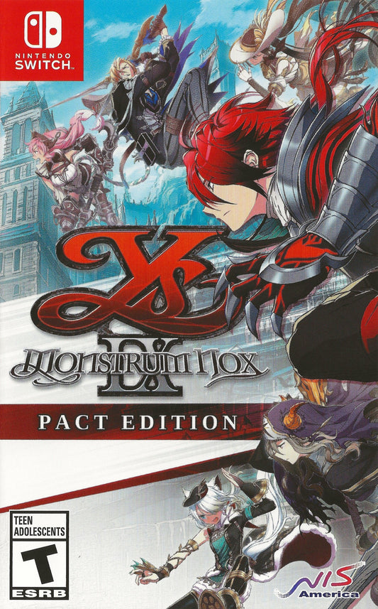 Ys IX Monstrum Nox Nintendo Switch inspired design featuring fast paced action role playing adventure aesthetic supernatural abilities dynamic real time combat sprawling city exploration mysterious fantasy storyline colorful anime inspired visuals and epic character driven gameplay presentation cover art  