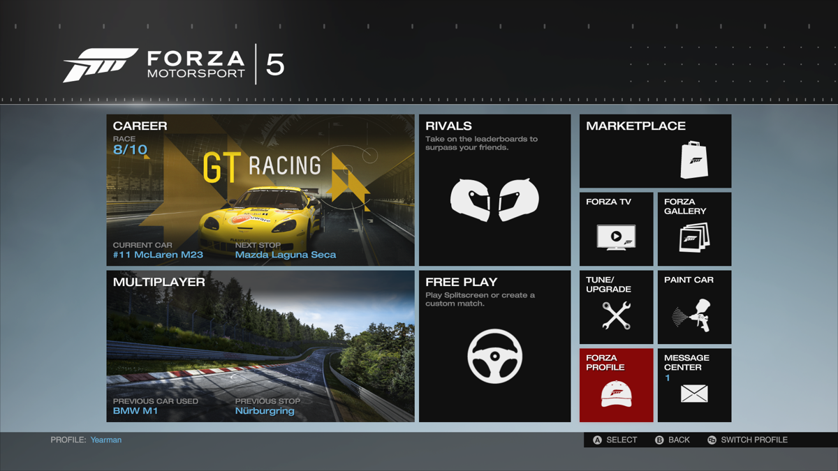 Forza Motorsport 5 gameplay for Xbox One (XONE) racing simulation video game