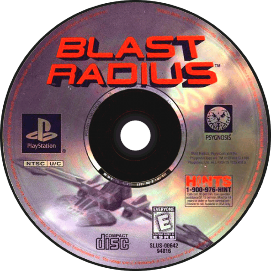 Blast Radius PS1 PlayStation 1 space combat shooter sci fi dogfighting action game retro video game disc
