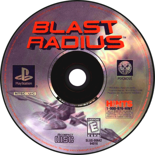 Blast Radius PS1 PlayStation 1 space combat shooter sci fi dogfighting action game retro video game disc