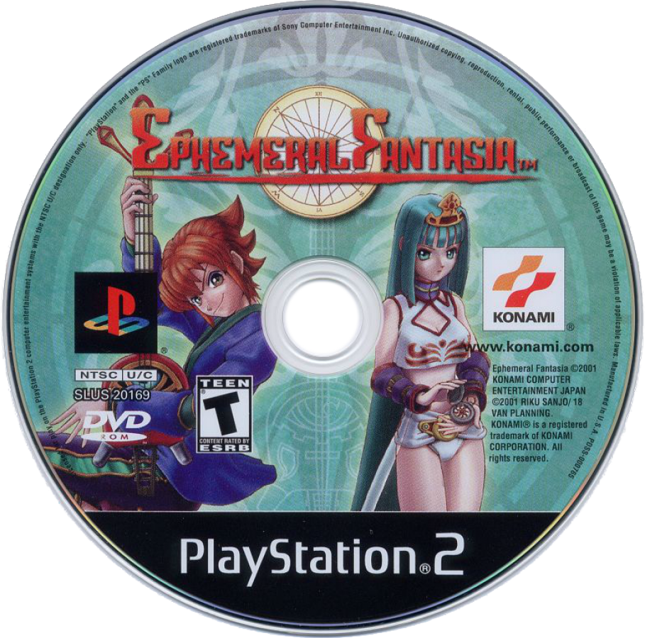 Ephemeral Fantasia disc for PlayStation 2 (PS2) fantasy role-playing adventure video game