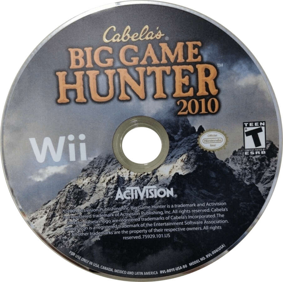 Cabela's Big Game Hunter 2010 disc for Nintendo Wii (Wii) video game