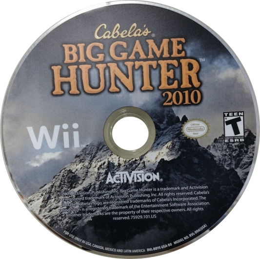 Cabela's Big Game Hunter 2010 disc for Nintendo Wii (Wii) video game