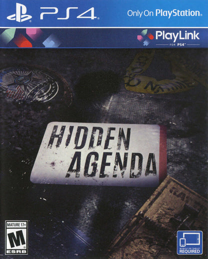Hidden Agenda – PlayStation 4 (PS4) video game cover image, interactive crime thriller published by Sony Interactive Entertainment
