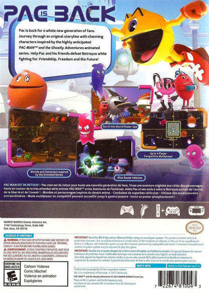 PAC-MAN and the Ghostly Adventures Nintendo Wii U Wii U for action platforming video game fans featuring PAC-MAN and the Ghostly Adventures characters colorful 3D worlds platforming challenges maze inspired gameplay power ups ghost enemies boss battles and family friendly adventure collectible gaming appeal back cover art