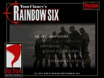 Tom Clancy's Rainbow Six game for the PlayStation featuring tactical first person shooter gameplay with squad based command mechanics mission planning stealth elements and realistic counter terrorism operations across multiple global scenarios gameplay 