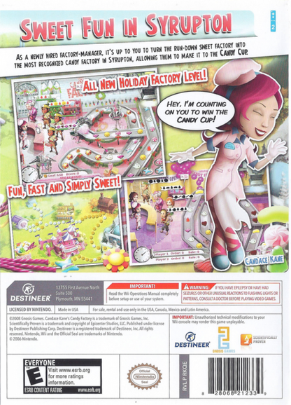 Candace Kane's Candy Factory back cover art for Nintendo Wii (Wii) video game