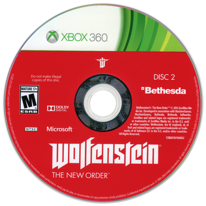 Retro Wolfenstein The New Order Xbox 360 inspired design featuring alternate history first person shooter aesthetic vintage HD era resistance warfare Nazi occupied dystopia intense gunplay cinematic action stealth shooter atmosphere nostalgic Bethesda FPS presentation disc 2