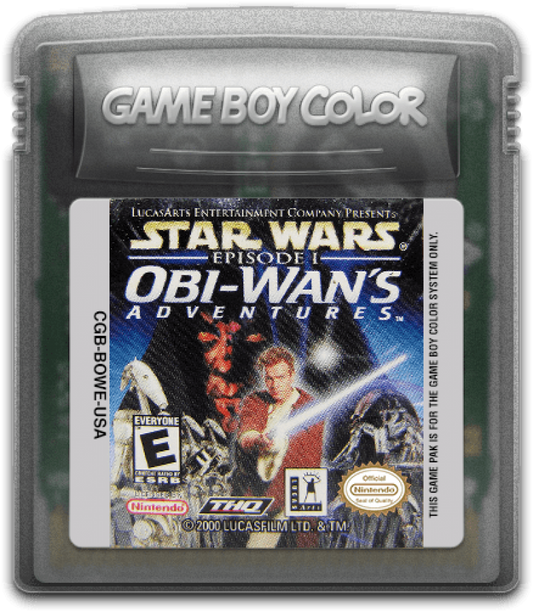 Star Wars Episode I Obi-Wan's Adventures Game Boy Color GBC for retro video game enthusiasts featuring action adventure gameplay lightsaber combat Jedi missions Star Wars inspired exploration puzzle solving alien worlds and collectible gaming appealStar Wars Episode I Obi-Wan's Adventures Game Boy Color GBC for retro video game enthusiasts featuring action adventure gameplay lightsaber combat Jedi missions Star Wars inspired exploration puzzle solving alien worlds and collectible gaming appeal cartridge 
