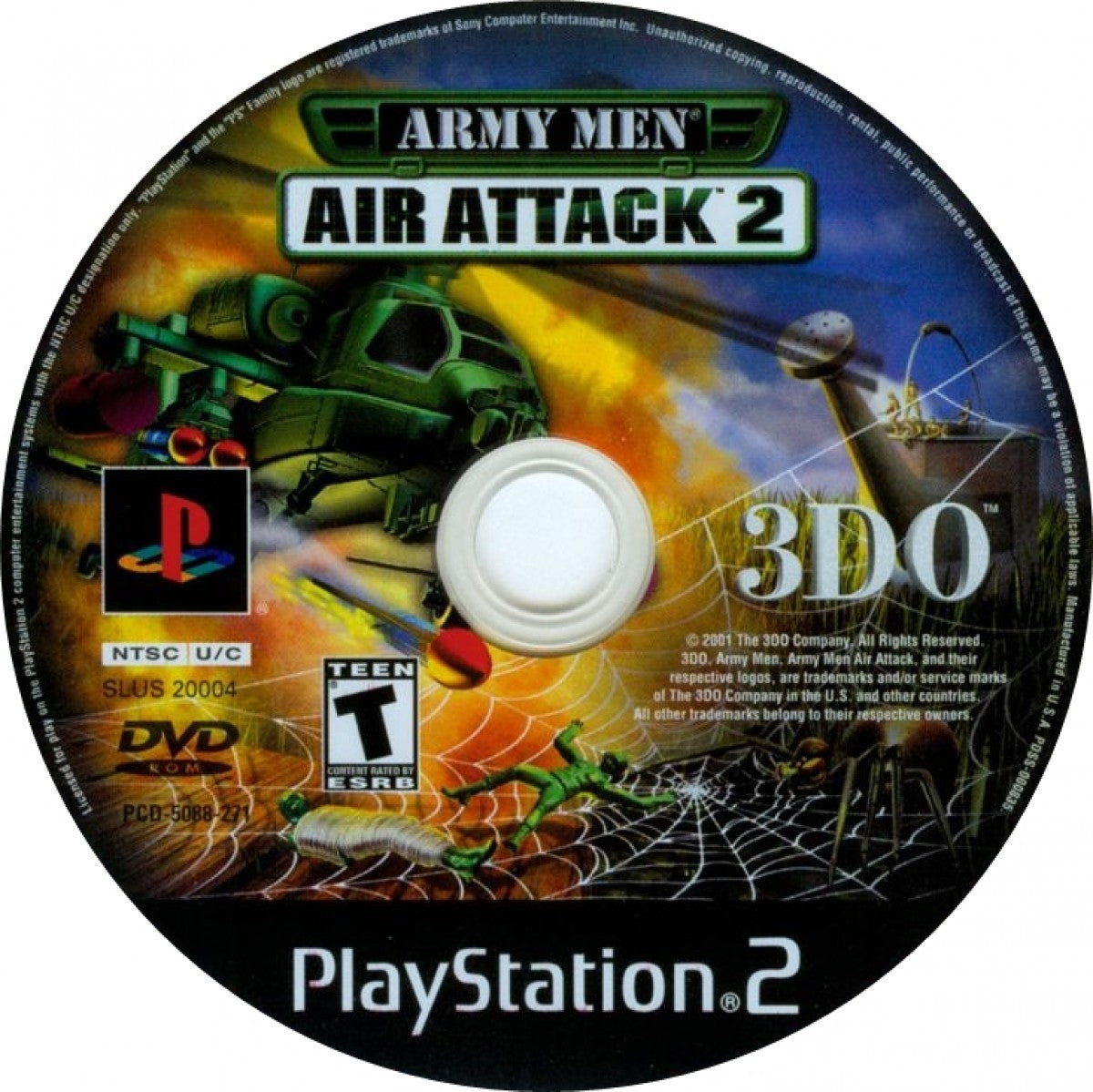 Army Men Air Attack 2 PS2 game for PlayStation 2 featuring helicopter arcade combat action disc
