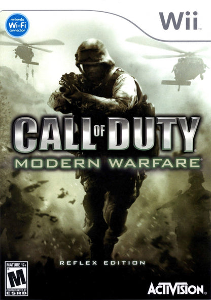 Call of Duty Modern Warfare Reflex Edition Wii game featuring intense first-person shooter action, motion-controlled gameplay, and cinematic modern military combat cover art