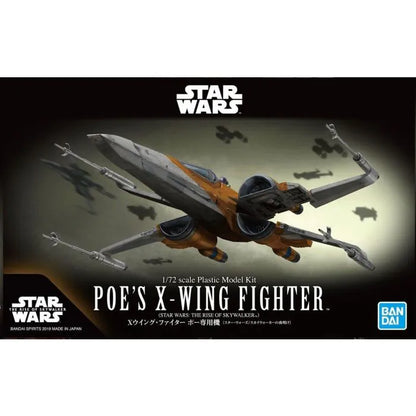 Poes X Wing Fighter Rise of Skywalker version Star Wars 1 72 scale Bandai Hobby buildable spacecraft model kit detailed snap fit display vehicle collectible movie starship toy for fans 