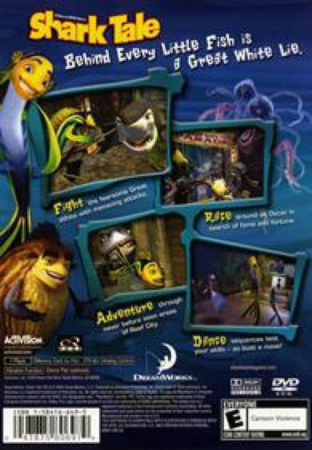 Shark Tale Greatest Hits PlayStation 2 PS2 for action adventure video game fans featuring characters from the Shark Tale movie underwater exploration arcade style gameplay mini games racing challenges platforming action colorful ocean environments and classic DreamWorks animated adventure collectible gaming appeal back