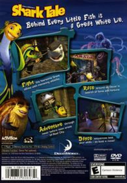 Shark Tale Greatest Hits PlayStation 2 PS2 for action adventure video game fans featuring characters from the Shark Tale movie underwater exploration arcade style gameplay mini games racing challenges platforming action colorful ocean environments and classic DreamWorks animated adventure collectible gaming appeal back