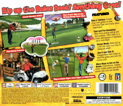 CyberTiger back of case for PlayStation 1 PS1 retro golf video game