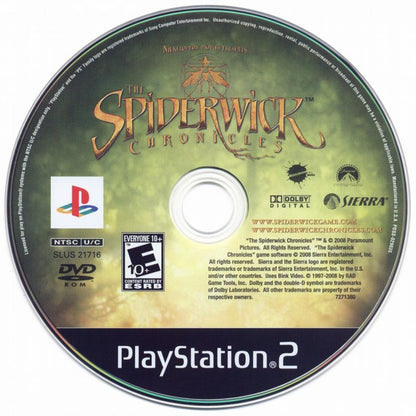 The Spiderwick Chronicles – PlayStation 2 (PS2) video game disc, action-adventure fantasy.