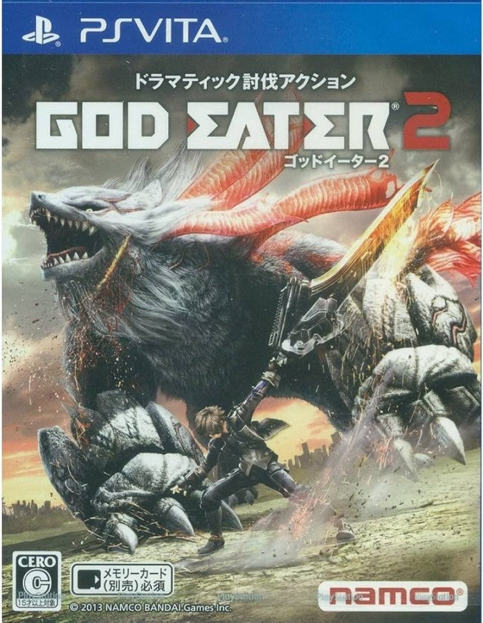 God Eater 2 PlayStation Vita PS Vita for retro video game enthusiasts featuring action role playing gameplay fast paced monster hunting missions cooperative multiplayer combat customizable weapons anime inspired storytelling character progression systems and collectible gaming appeal cover art