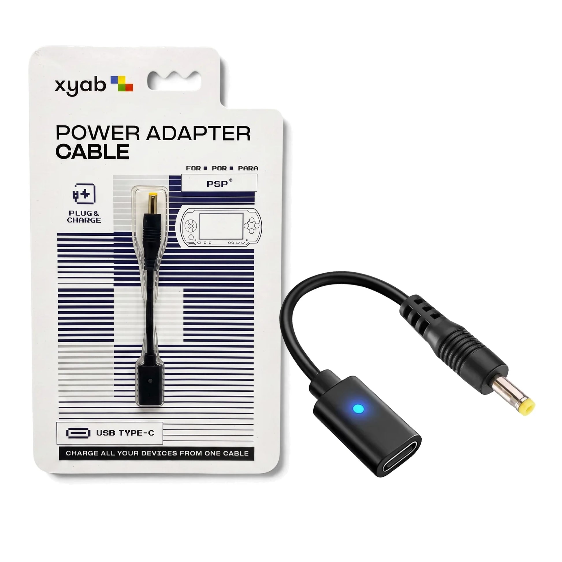PlayStation Portable PSP 1000 2000 3000 USB-C Power Cable Adapter charging cable accessory featuring USB-C connectivity compatible PSP 1000 PSP 2000 and PSP 3000 models convenient power and charging support replacement cable portable PlayStation Portable PSP gaming setup and classic gaming accessory appeal