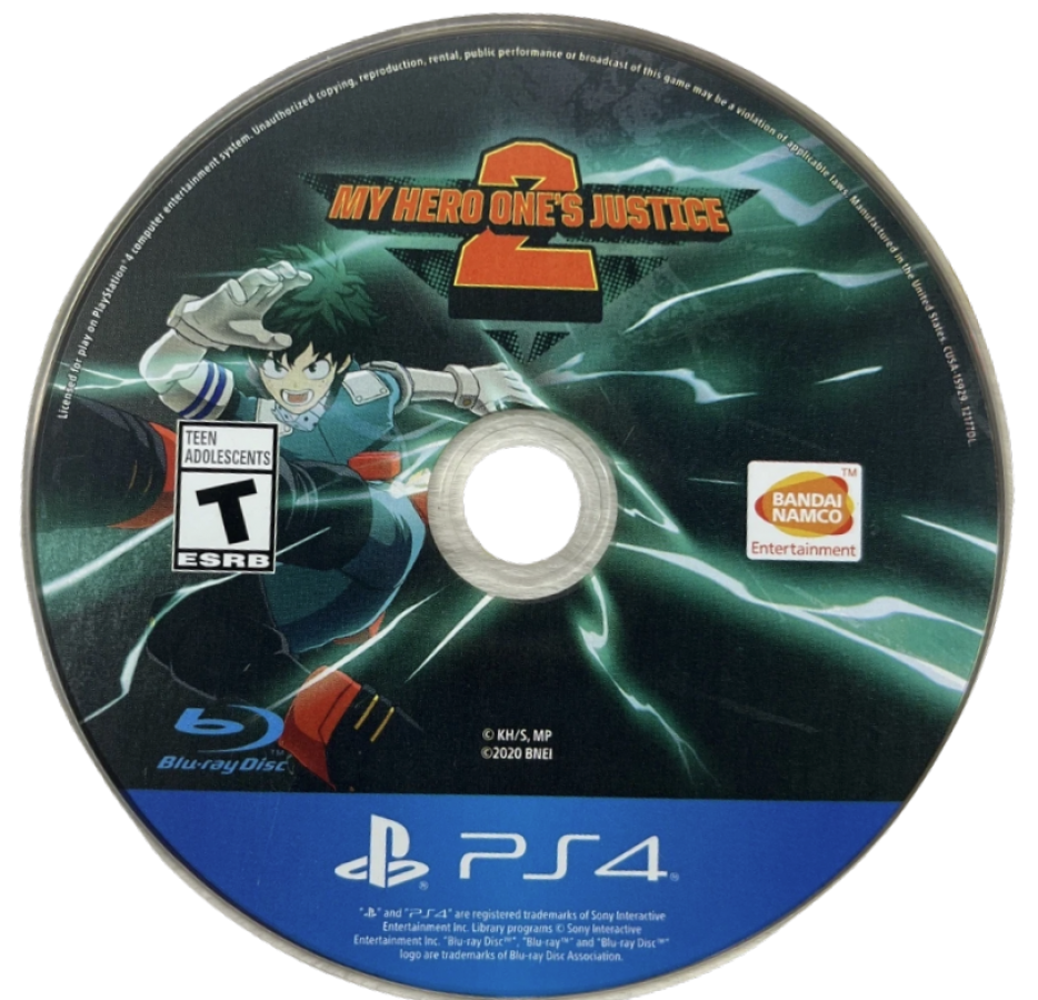 My Hero One's Justice 2 – PlayStation 4 (PS4) video game disc, action fighting game with superpowered heroes and intense battles