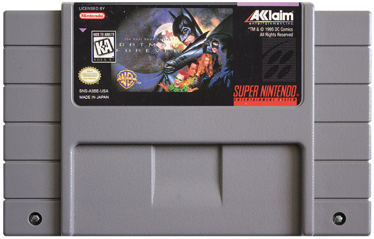 Batman Forever cartridge for Super Nintendo Entertainment System (SNES) retro video game