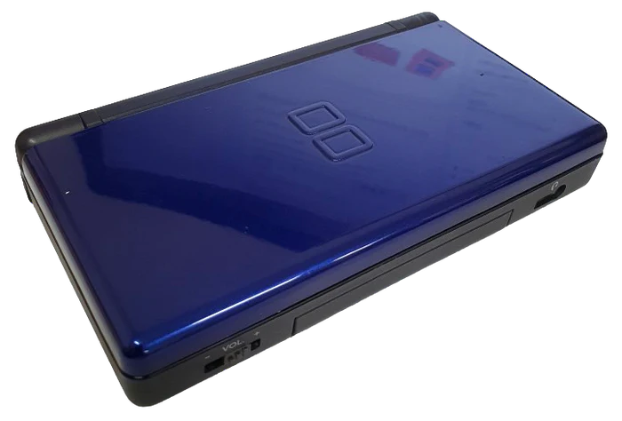 Nintendo DS Lite Cobalt and Black handheld gaming console.