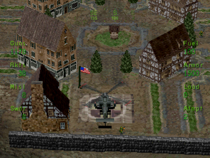 Soviet Strike Sega Saturn isometric helicopter action shooter military arcade combat desert jungle missions FMV style briefing sequences Electronic Arts Strike series gameplay retro gaming Sega Saturn software video game title gameplay 