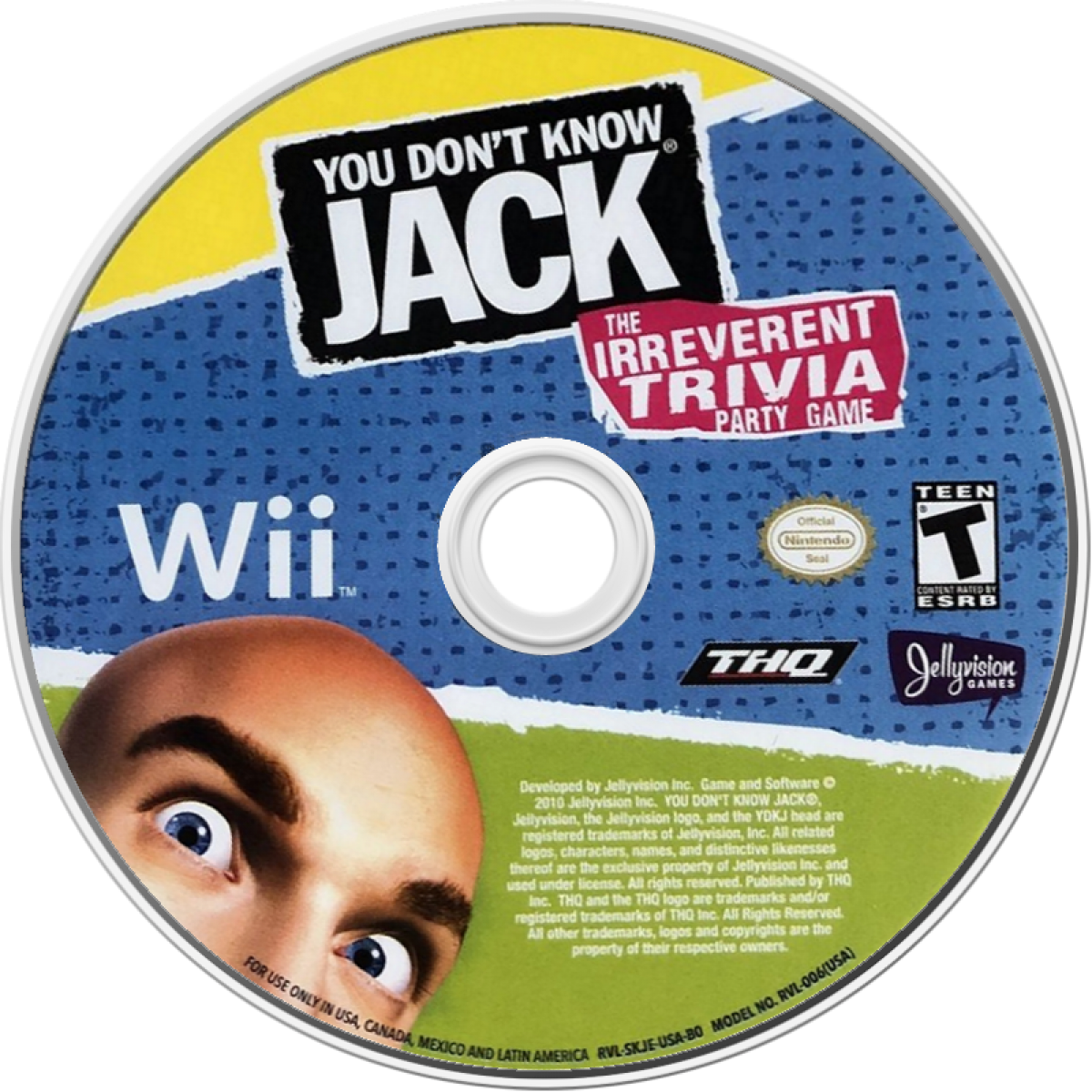 You Don't Know Jack game for the Nintendo Wii featuring trivia party gameplay with fast paced quiz questions humorous commentary multiplayer modes and interactive answering mechanics using Wii controllers disc
