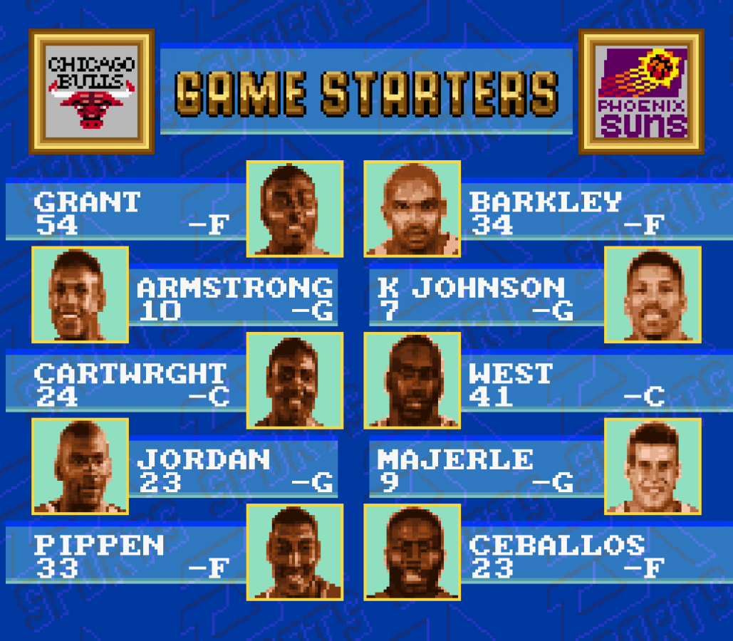 NBA Showdown for Super Nintendo Entertainment System with classic 16-bit basketball simulation theme lineup showcase