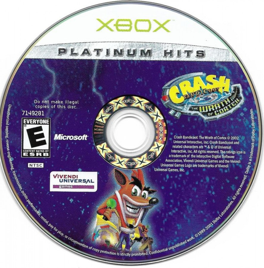 Crash Bandicoot: The Wrath of Cortex [Platinum Hits] action adventure game disc