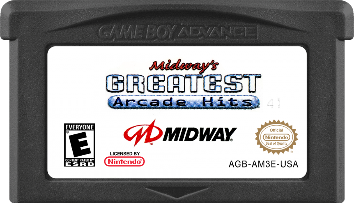 Midway's Greatest Arcade Hits game cartridge for Game Boy Advance (GBA) video game