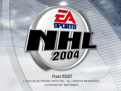 NHL 2004 [Dany Heatley Cover] start screen for Nintendo GameCube (GC) hockey sports video game