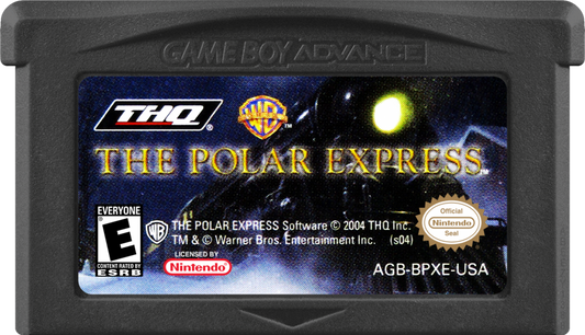 Game Boy Advance game cartridge for 'The Polar Express' with THQ and Warner Bros. branding.