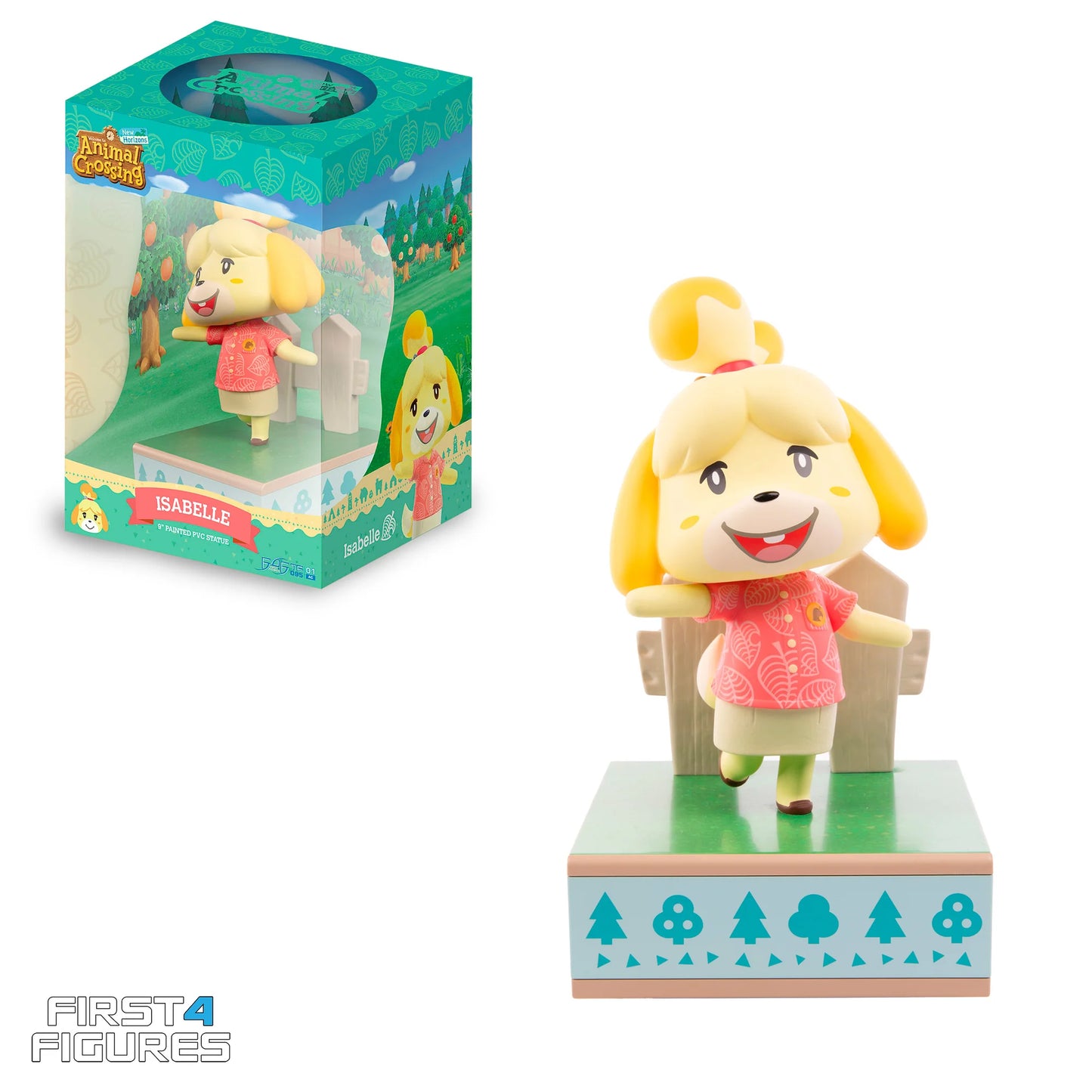 Isabelle 9 inch statue by First 4 Figures detailed Animal Crossing collectible featuring beloved Shih Tzu character cheerful pose and premium high quality display piece celebrating the Nintendo life simulation franchise 