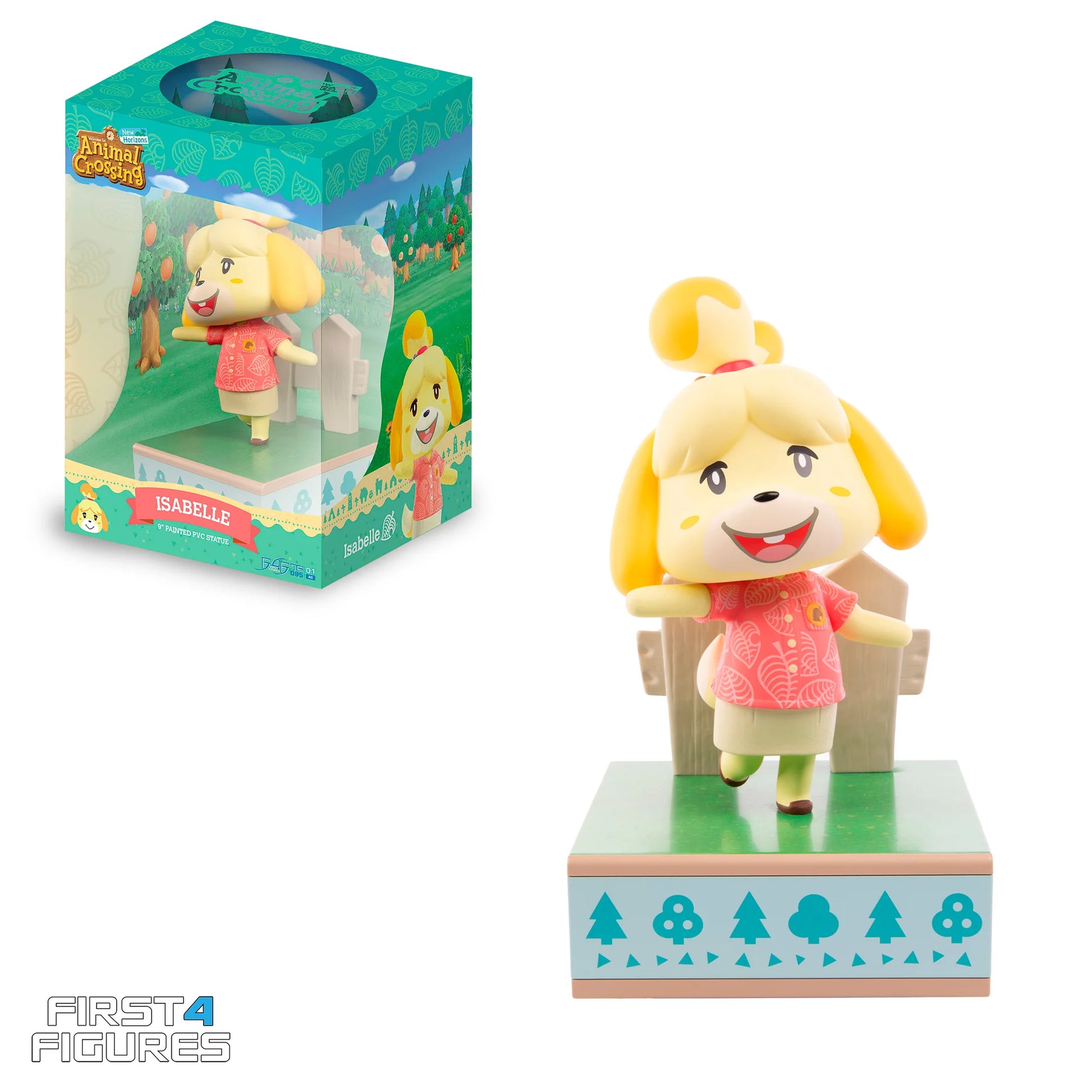 Isabelle 9 inch statue by First 4 Figures detailed Animal Crossing collectible featuring beloved Shih Tzu character cheerful pose and premium high quality display piece celebrating the Nintendo life simulation franchise 