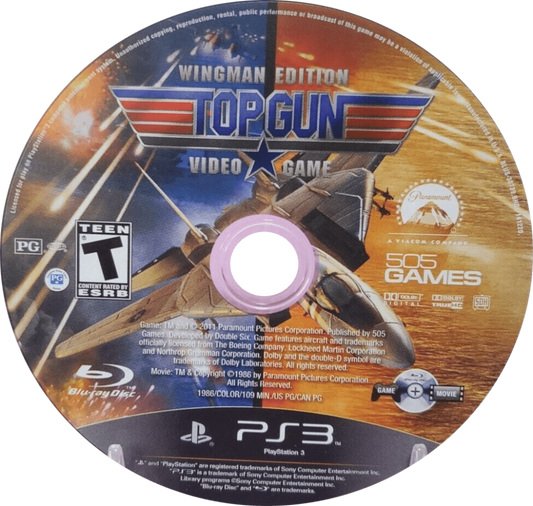 retro Top Gun Wingman Edition PlayStation 3 PS3 cover art collectible flight combat action game authentic classic gaming disc