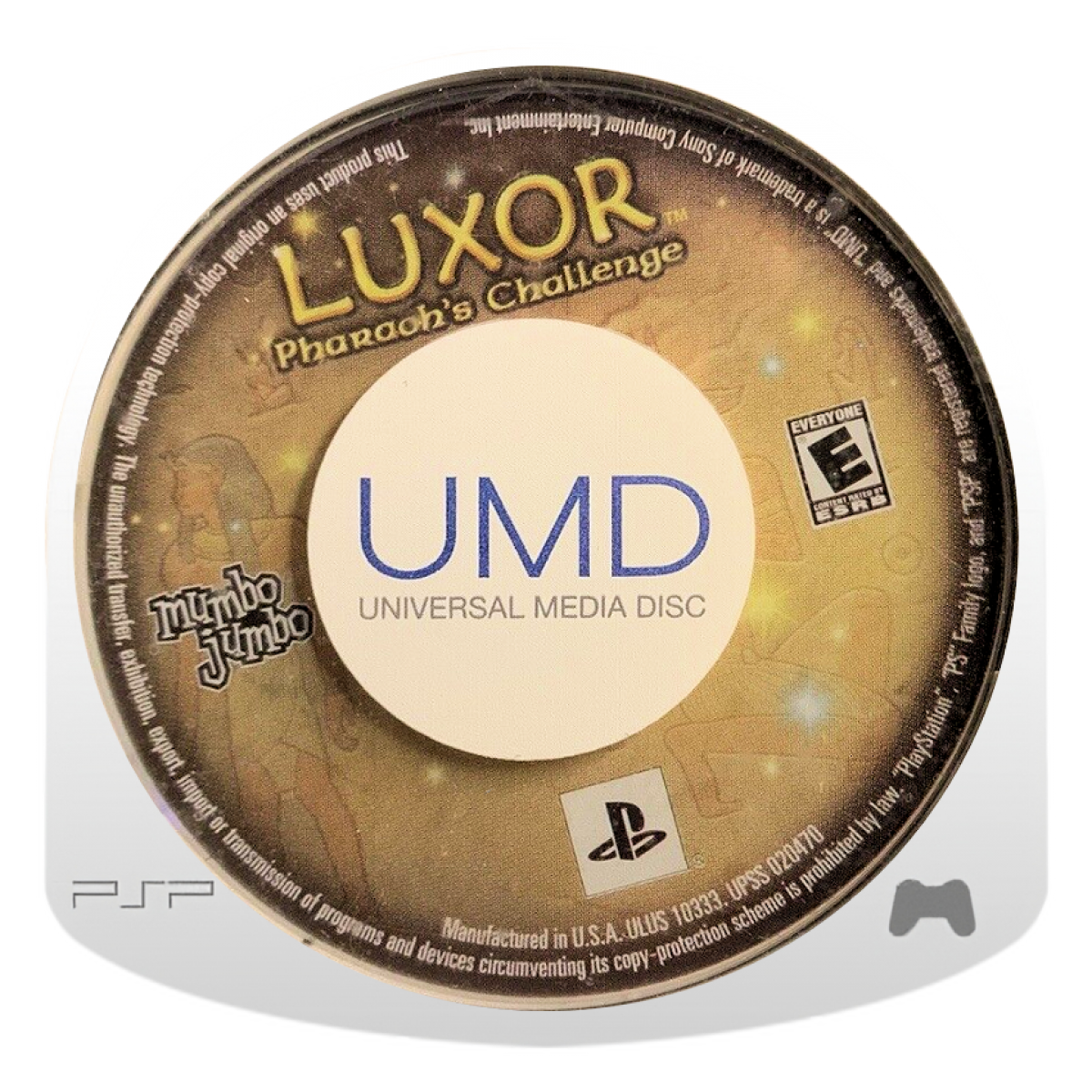 Luxor Pharaohs Challenge PSP match-three puzzle adventure game set in ancient Egypt with marquee shooting mechanics and pharaohs treasure disc cartridge UMD