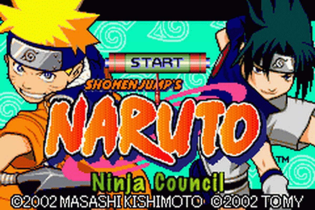 Naruto Ninja Council start menu for Game Boy Advance (GBA) video game