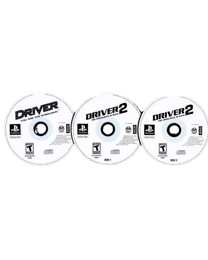 Driver 1 and 2 Compilation (Greatest Hits)  – PlayStation 1 (PS1) Front Cover Disc Dual Art Twin Pack