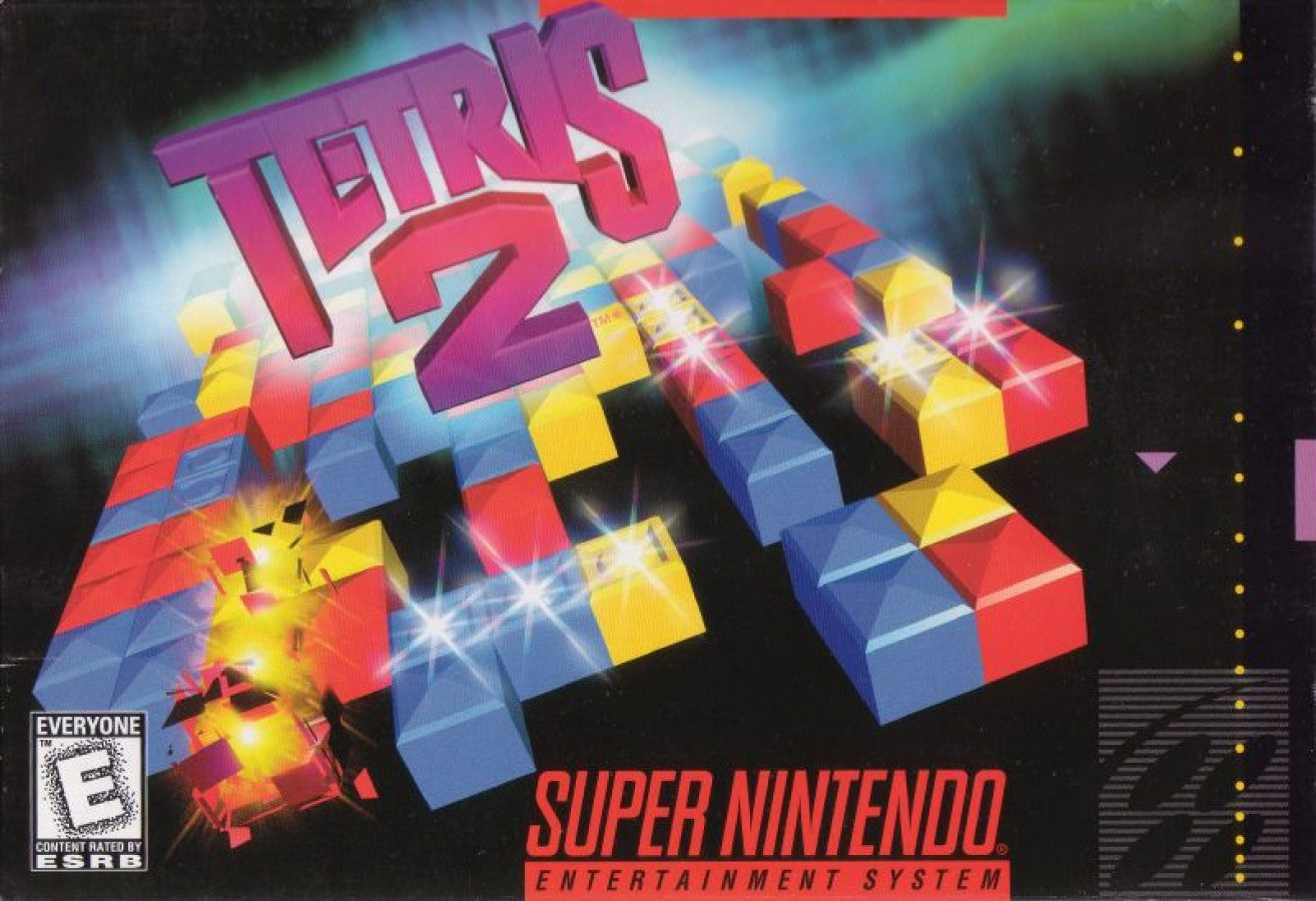 Tetris 2 for Super Nintendo Entertainment System with classic puzzle-matching gameplay theme front cover